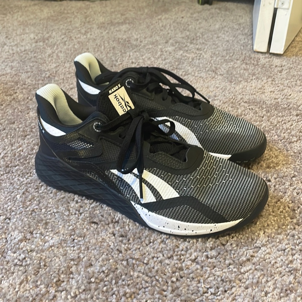 Adidas NANO X Training Shoes, Size 9.5, Black/White/Blue